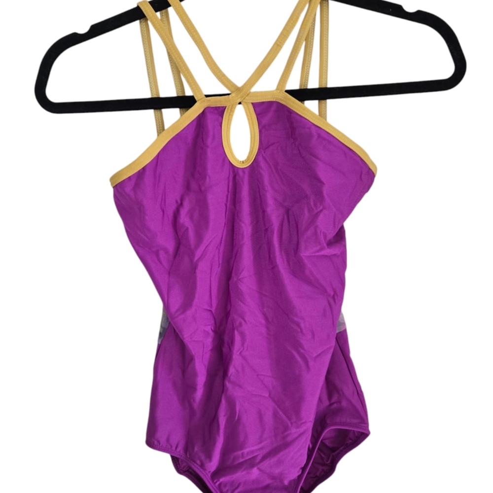 Purple and Yellow Strappy Swimsuit